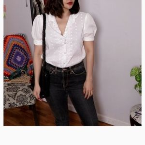 🛑SOLD Vintage White Prairie top